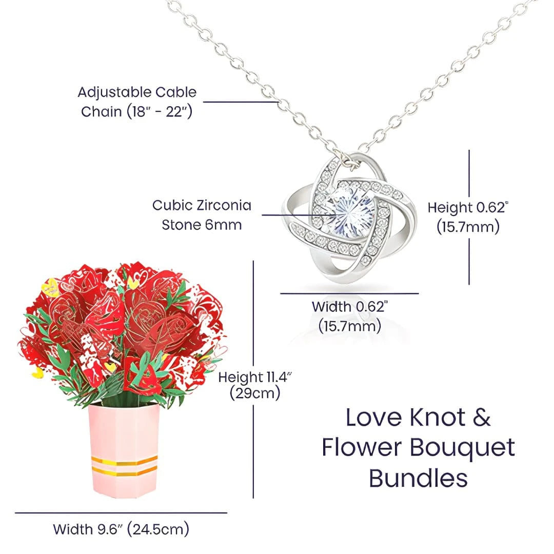 Love Knot Necklace and Sweetest Devotion Bouquet Product Specifications