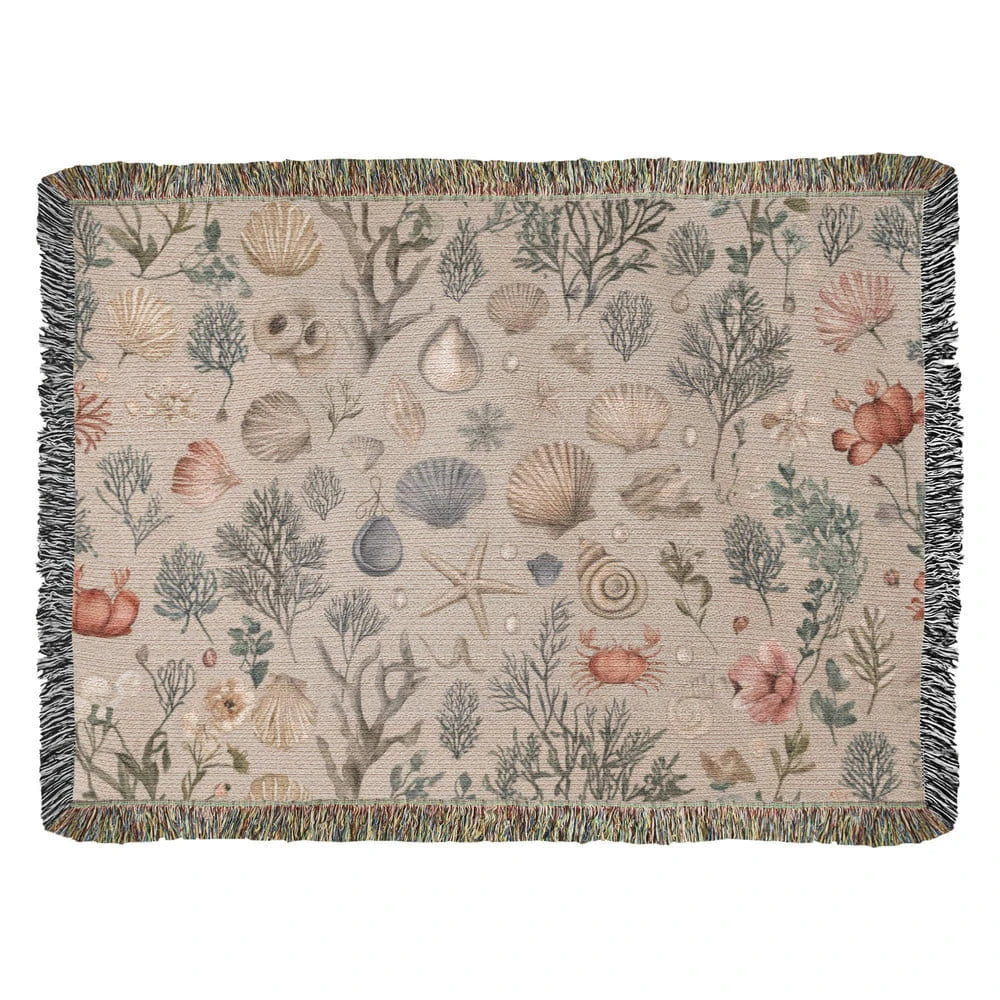 Ocean Floor Heirloom Artwork Woven Throw Blanket 52x37