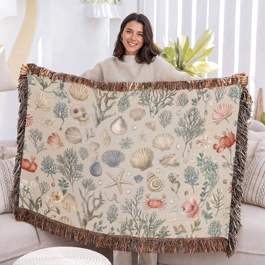Ocean Floor Heirloom Artwork Woven Throw Blanket 52x37 Display