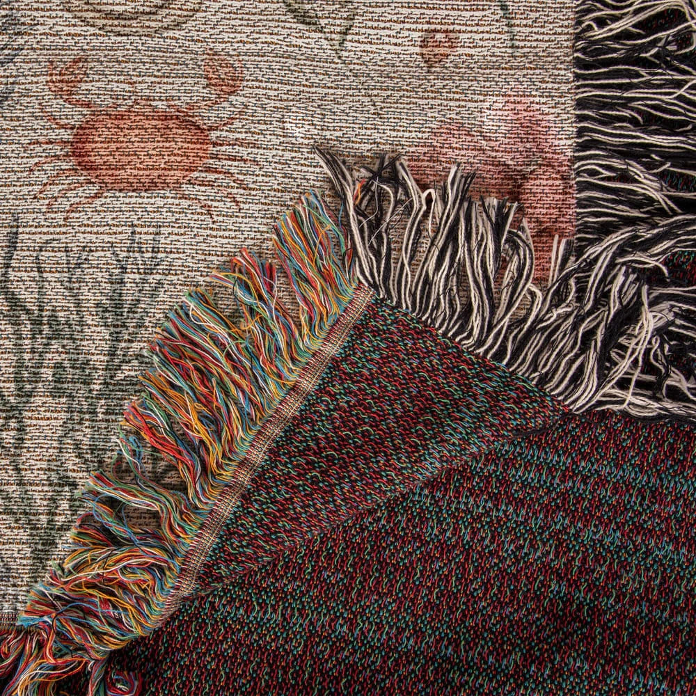 Ocean Floor Heirloom Artwork Woven Throw Blanket 60x50 With Fringe