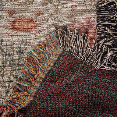 Ocean Floor Heirloom Artwork Woven Throw Blanket 60x50 With Fringe