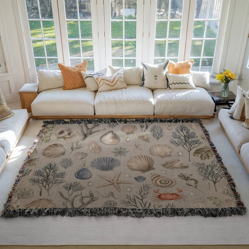 Ocean Floor Heirloom Artwork Woven Throw Blanket 80x60