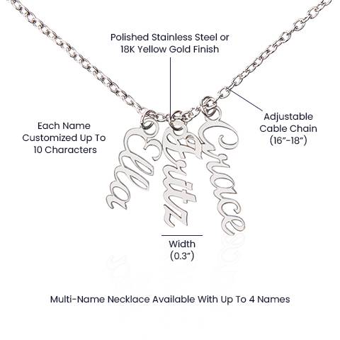Personalized Multiple Vertical Name Necklace specifications