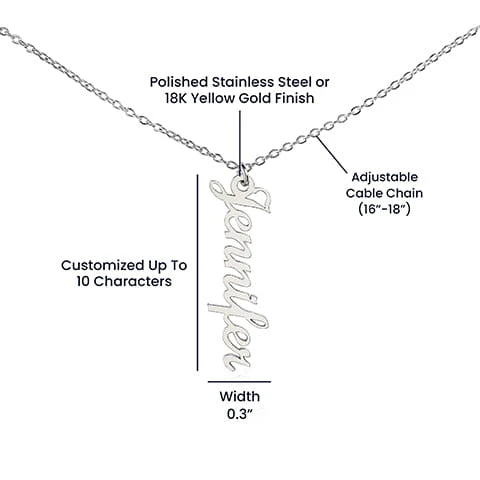 Personalized Vertical Name Necklace for Her Specification