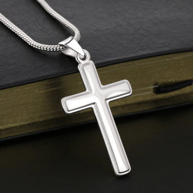 Polished stainless steel Artisan Cross Necklace for Men My Anchor