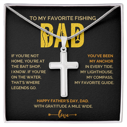 Polished stainless steel Artisan Cross Necklace for Men My Anchor Message Card Jewelry