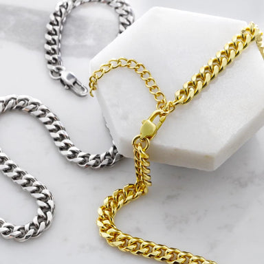Polished stainless steel and 18k Yellow Gold Cuban Link Chain for Worlds Greatest Fishing Dad