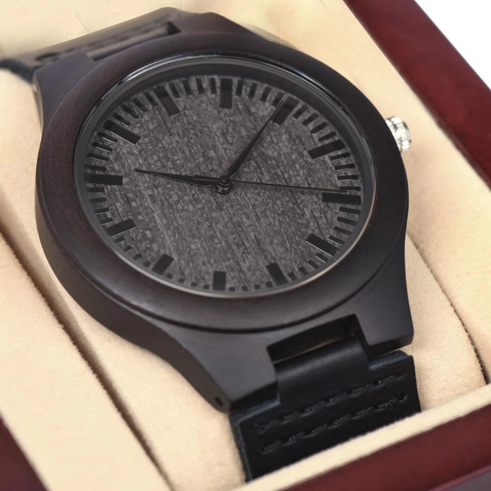 Rich Sandalwood and Paired With A Genuine Leather Strap Men's Black Sandalwood Wooden Watch For Fishing Dad
