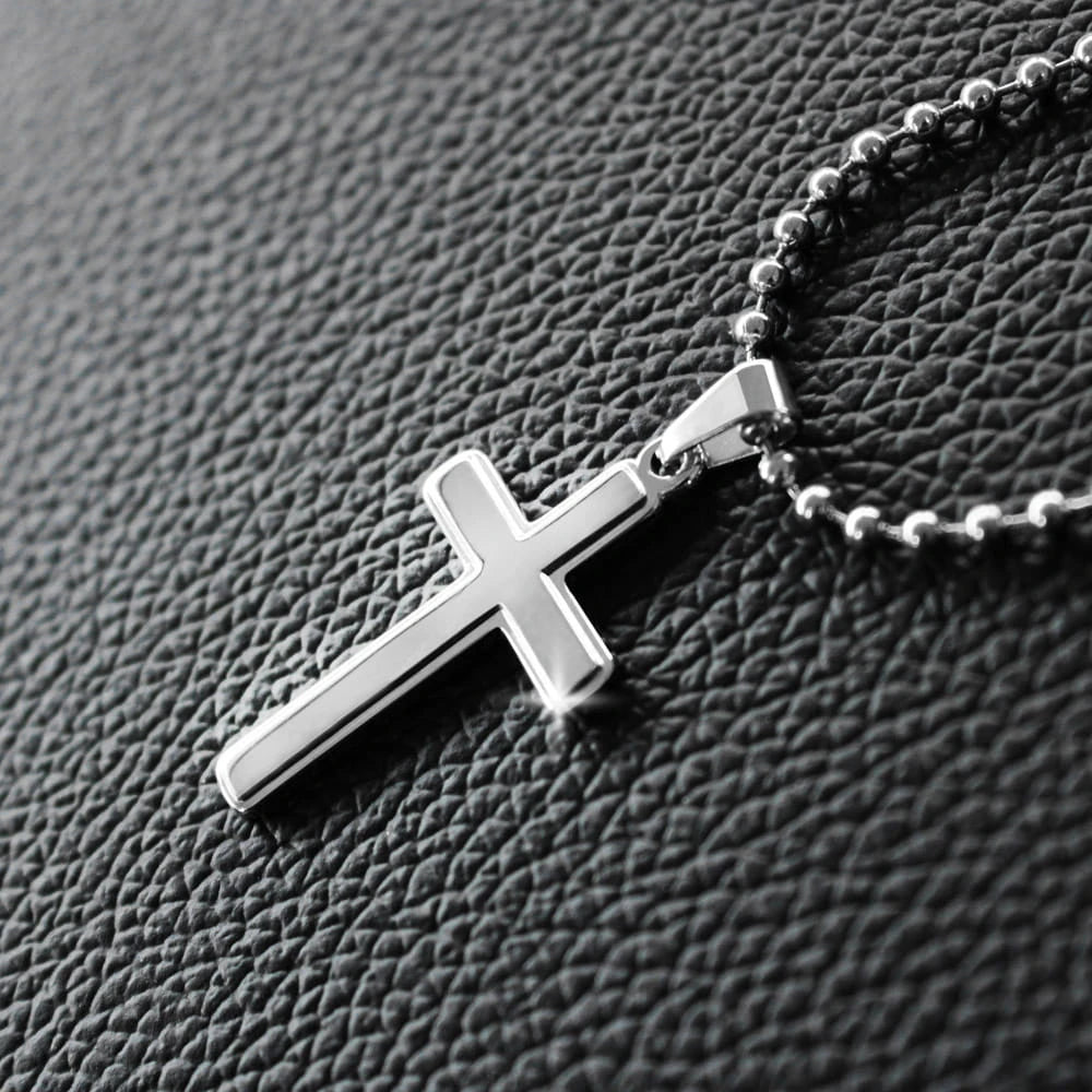 Stainless Steel Cross Necklace for Men With Ball Chain Greatest Dad
