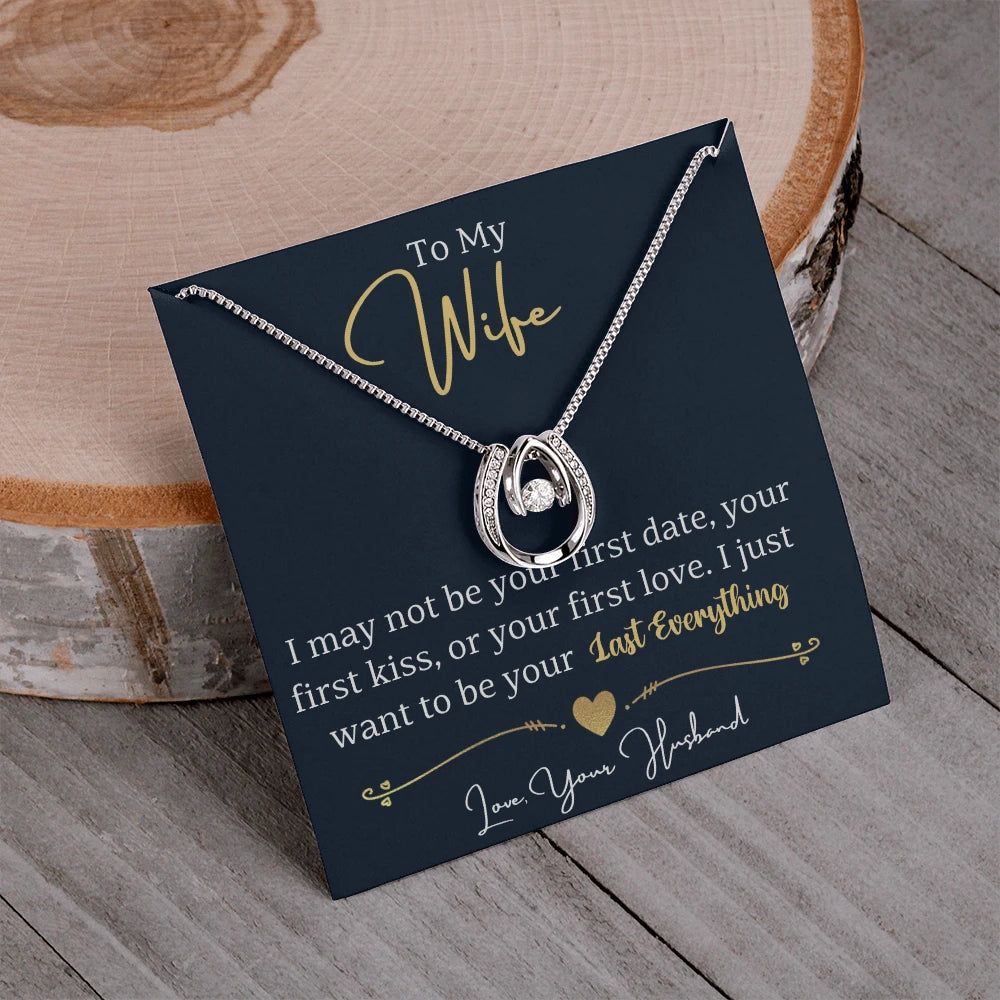 To My Wife Lucky In Love White Gold Necklace From Husband Message Card Showcase