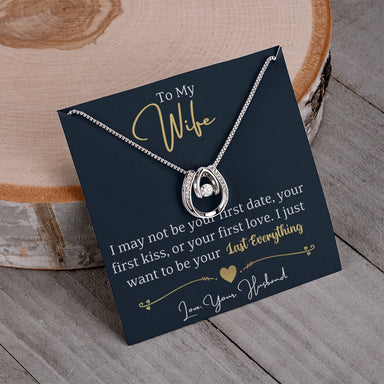 To My Wife Lucky In Love White Gold Necklace From Husband Message Card Showcase