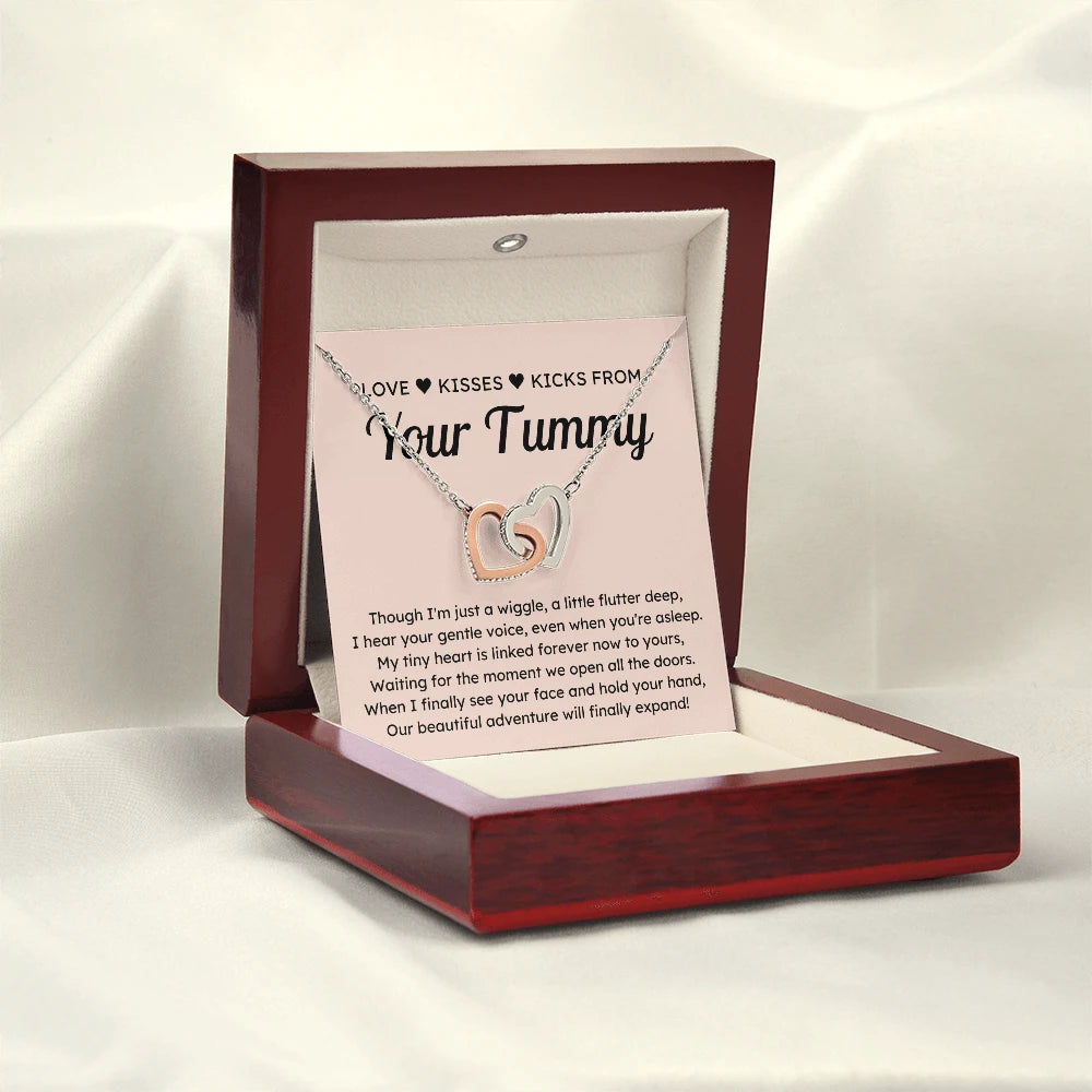 To A Mom To Be 14k White Gold Interlocking Hearts Necklace From Baby in the Womb Linked Forever Luxury Box