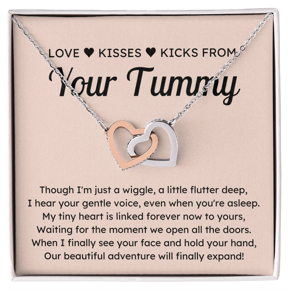 To A Mom To Be 14k White Gold Interlocking Hearts Necklace From Baby in the Womb Linked Forever Message Card Jewelry