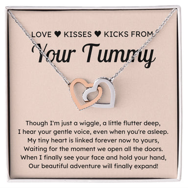 To A Mom To Be 14k White Gold Interlocking Hearts Necklace From Baby in the Womb Linked Forever Message Card Jewelry