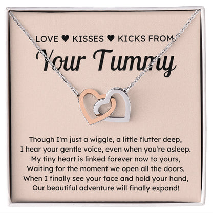 To A Mom To Be 14k White Gold Interlocking Hearts Necklace From Baby in the Womb Linked Forever Message Card Jewelry