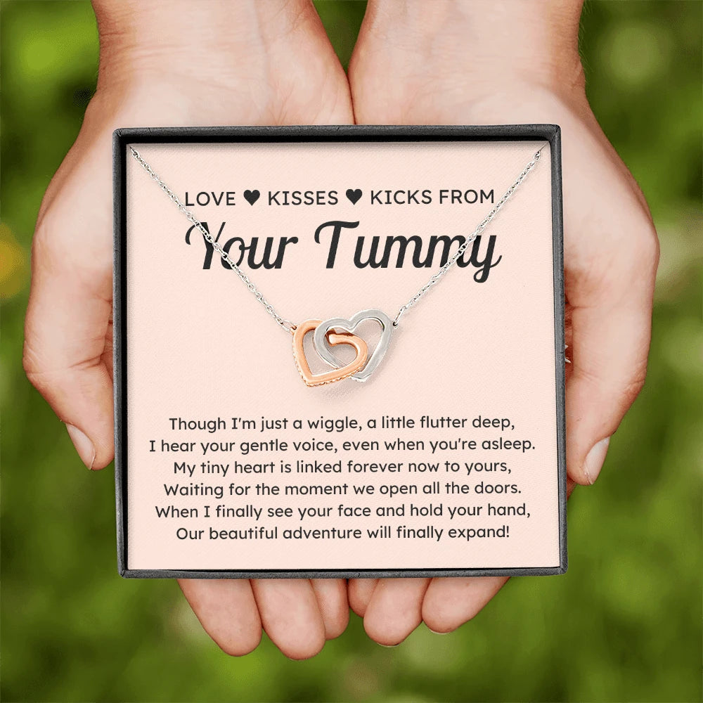 To A Mom To Be 14k White Gold Interlocking Hearts Necklace From Baby in the Womb Linked Forever Standard Box