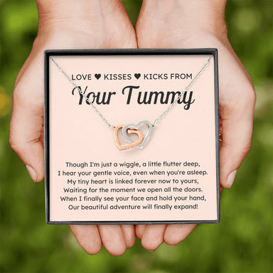 To A Mom To Be 14k White Gold Interlocking Hearts Necklace From Baby in the Womb Linked Forever Standard Box