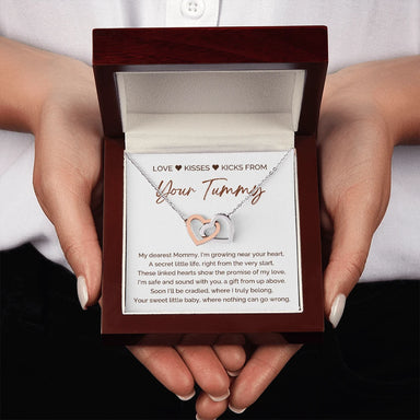 To A Mom To Be 14k White Gold Interlocking Hearts Necklace From Baby in the Womb M yLove Luxury Box
