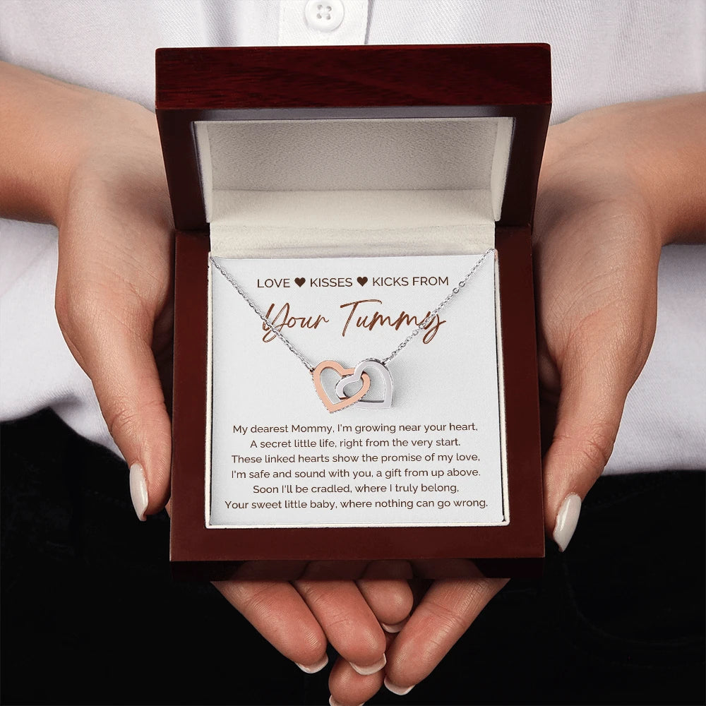 To A Mom To Be 14k White Gold Interlocking Hearts Necklace From Baby in the Womb M yLove Luxury Box