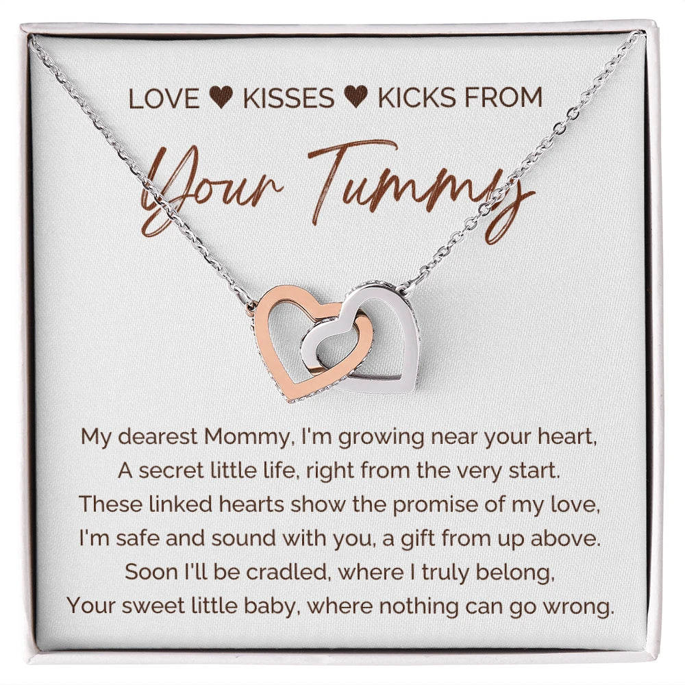 To A Mom To Be 14k White Gold Interlocking Hearts Necklace From Baby in the Womb My Love