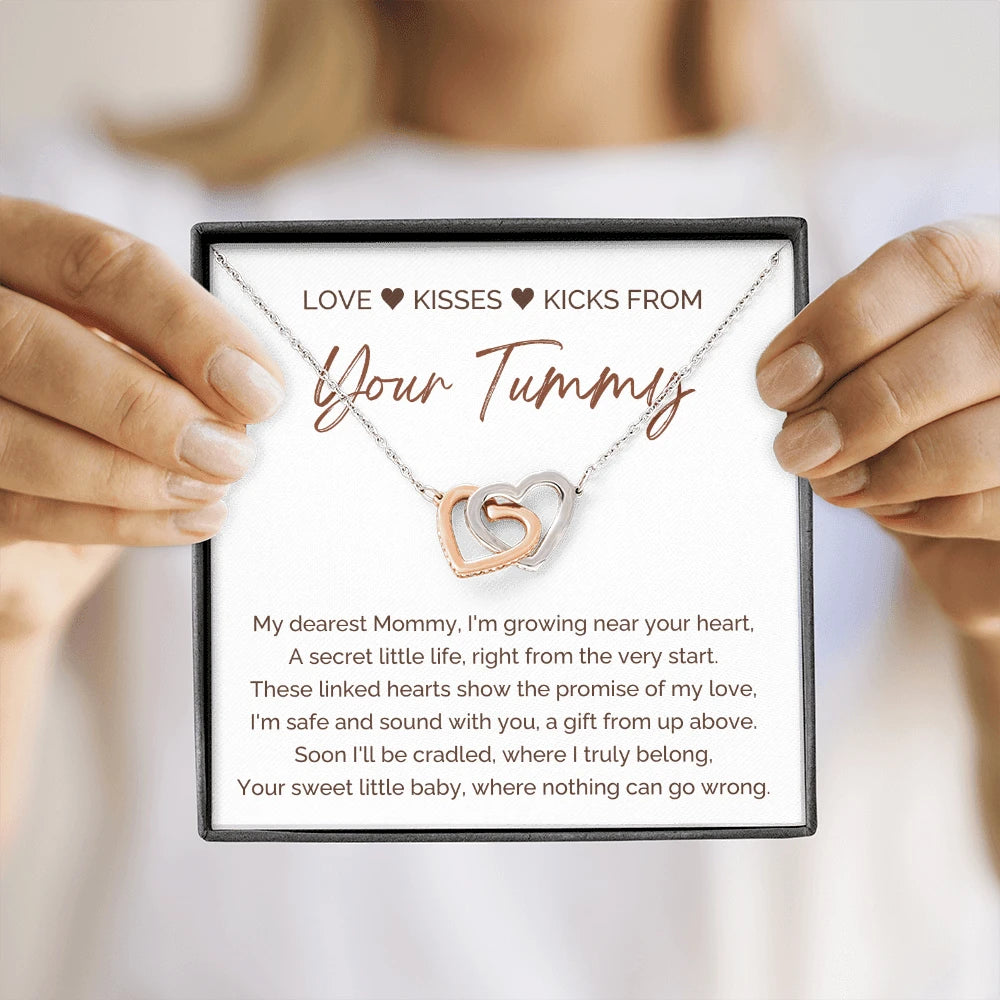 To A Mom To Be 14k White Gold Interlocking Hearts Necklace From Baby in the Womb My Love Standard Box