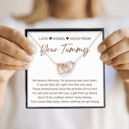 To A Mom To Be 14k White Gold Interlocking Hearts Necklace From Baby in the Womb My Love Standard Box