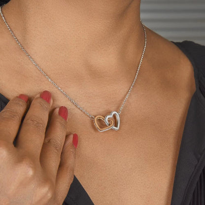 To A Mom To Be 14k White Gold Interlocking Hearts Necklace From Baby in the Womb So Sweet Display on Neck