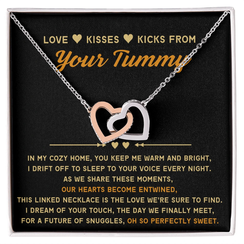 To A Mom To Be 14k White Gold Interlocking Hearts Necklace From Baby in the Womb So Sweet Message Card Jewelry