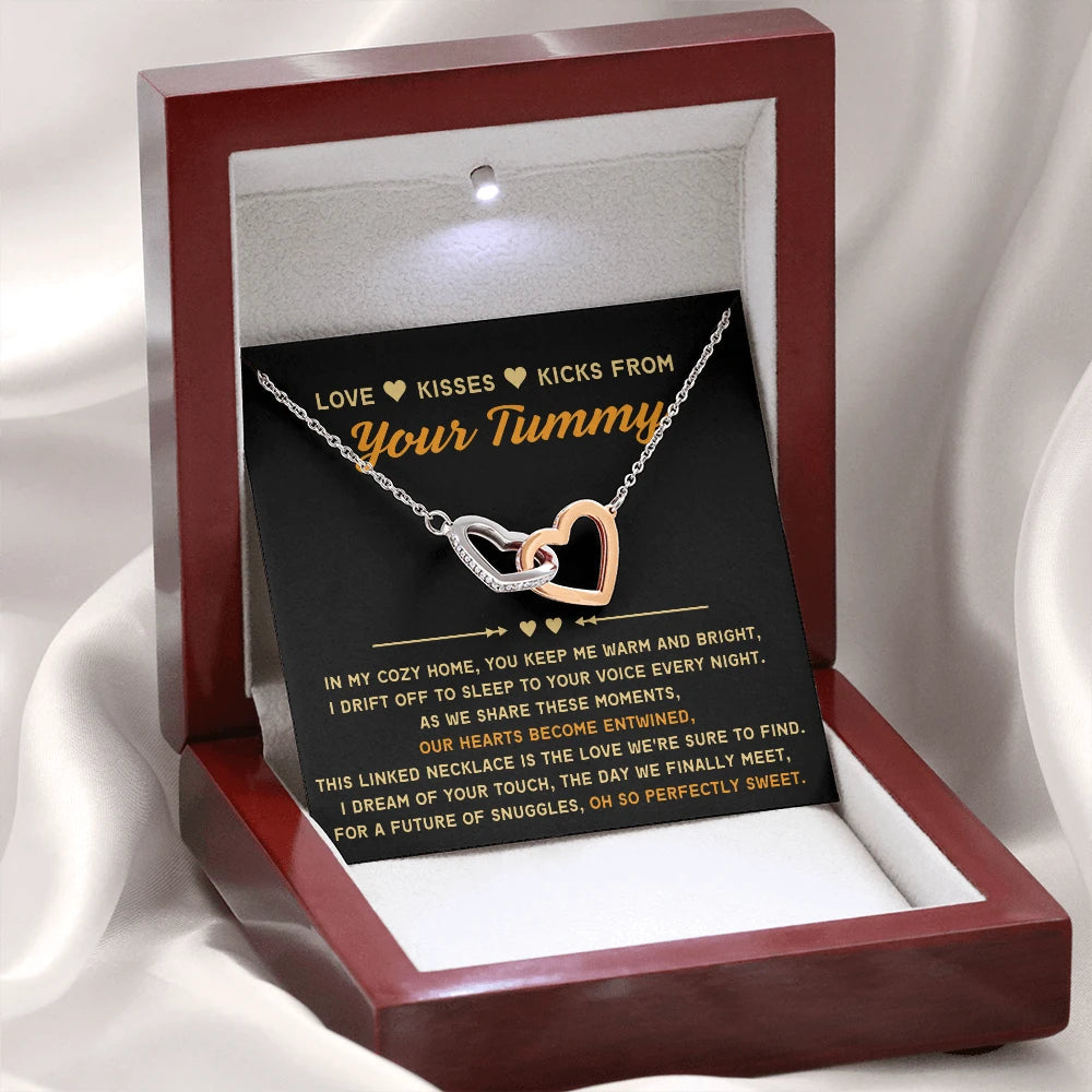 To A Mom To Be 14k White Gold Interlocking Hearts Necklace From Baby in the Womb So Sweet Message Card Jewelry Luxury Box