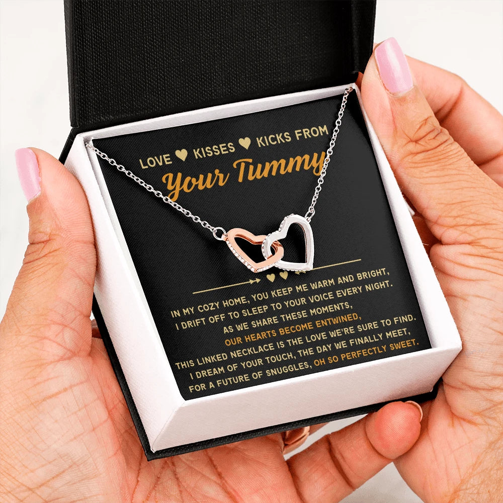 To A Mom To Be 14k White Gold Interlocking Hearts Necklace From Baby in the Womb So Sweet Message Card Jewelry Standard Box