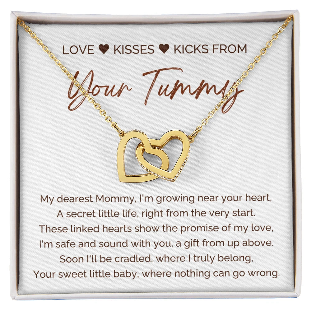 To A Mom To Be 18k Yellow Gold Interlocking Hearts Necklace From Baby in the Womb My Love