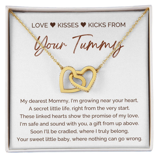 To A Mom To Be 18k Yellow Gold Interlocking Hearts Necklace From Baby in the Womb My Love
