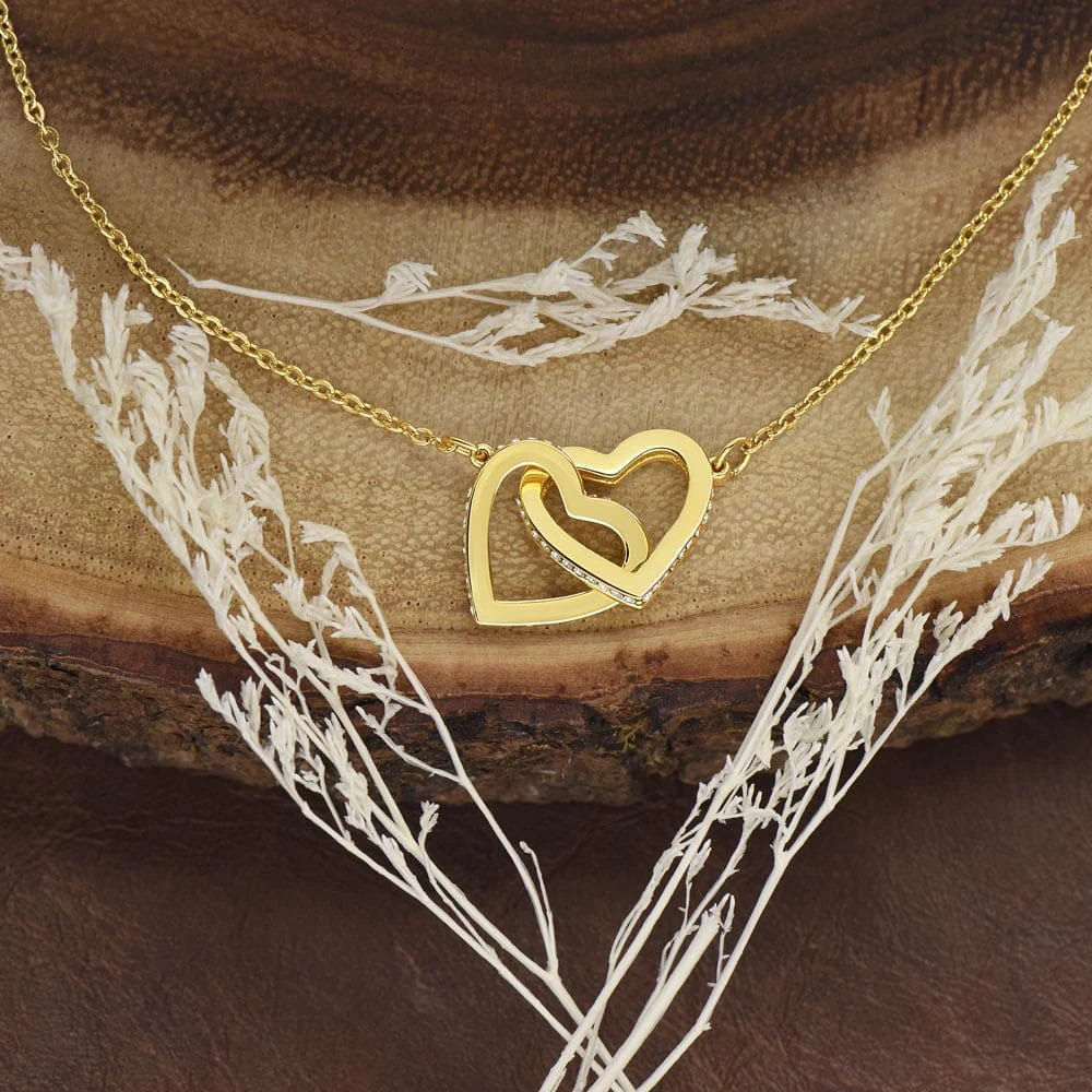 To A Mom To Be 18k Yellow Gold Interlocking Hearts Necklace From Baby in the Womb My Love Display
