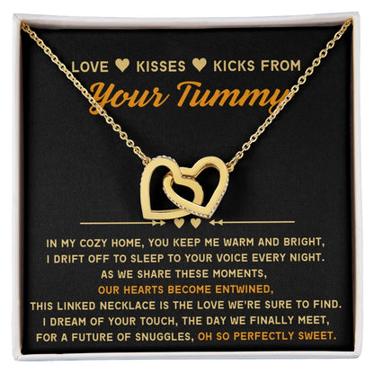 To A Mom To Be 18k Yellow Gold Interlocking Hearts Necklace From Baby in the Womb So Sweet Message Card Jewelry