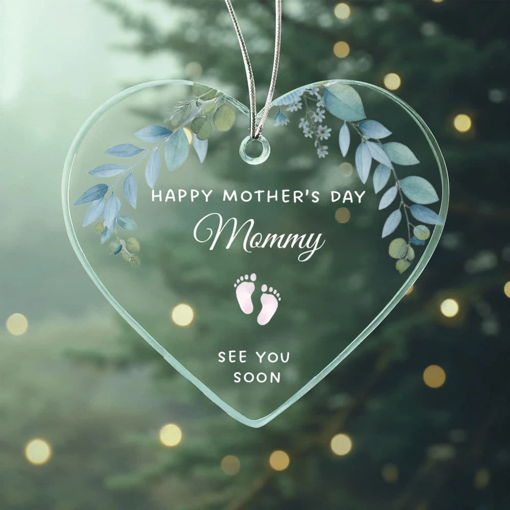 To A Mom To Be Acrylic Heart Ornament From Baby In The Womb See You Soon