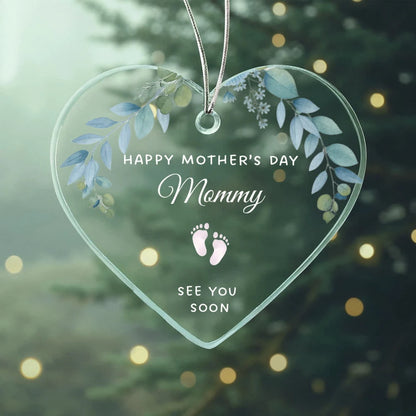 To A Mom To Be Acrylic Heart Ornament From Baby In The Womb See You Soon