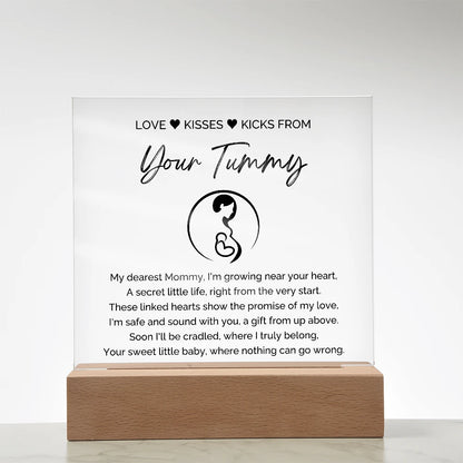 To A Mom To Be Battery Powered LED Base Acrylic Square Plaque From Baby In The Womb My Love