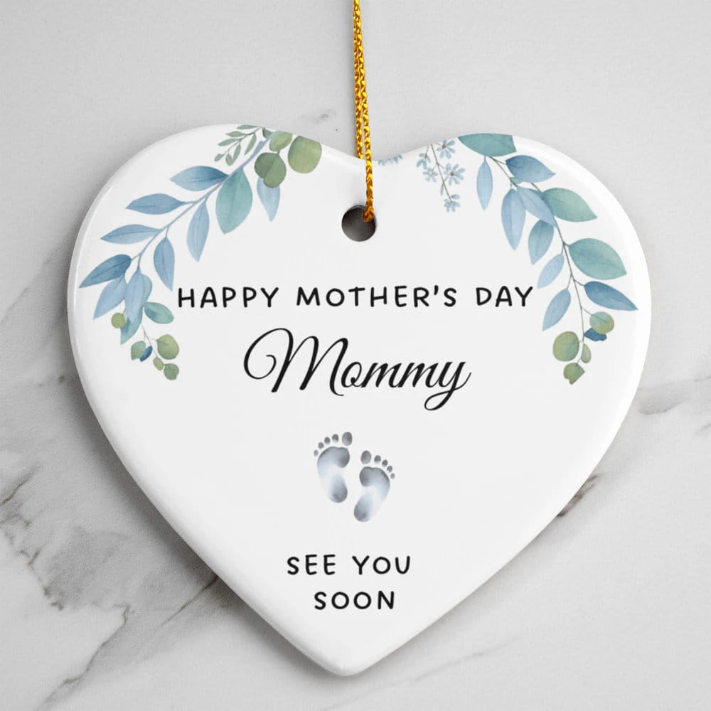 To A Mom To Be Ceramic Heart Ornament From Baby Bump See You Soon