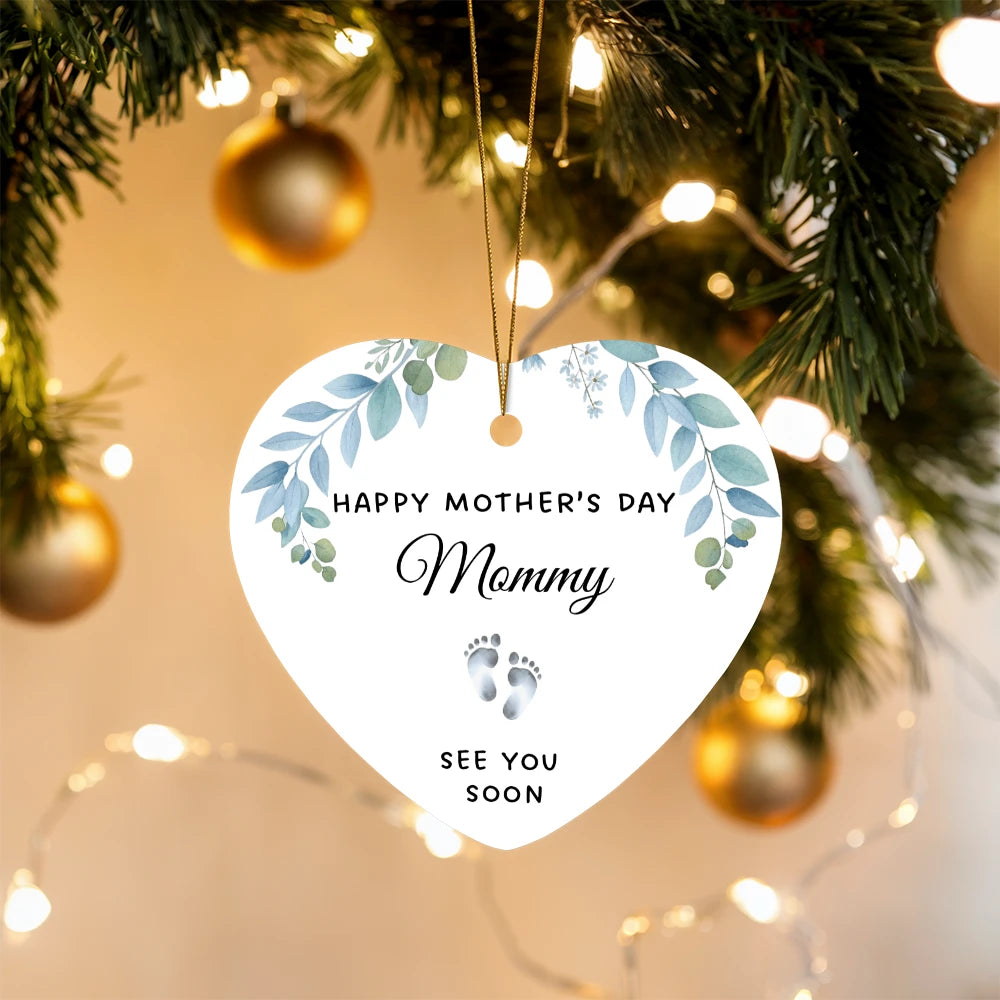 To A Mom To Be High Gloss Heart Ornament From Baby In The Womb See You Soon Display Christmas