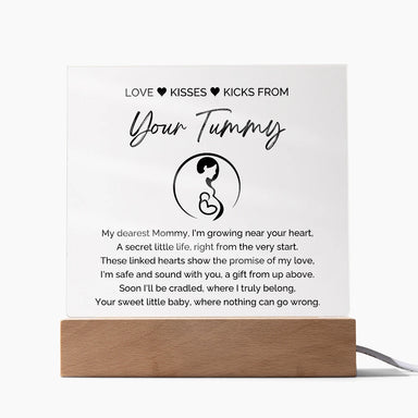 To A Mom To Be LED Corded Base Acrylic Square Plaque From Baby In The Womb My Love