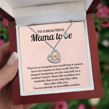 To A New Mom 14k Rose Gold Baby Feet Heart Necklace Every Step Message Card Jewelry