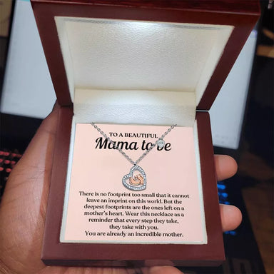 To A New Mom 14k Rose Gold Baby Feet Heart Necklace Every Step Message Card Jewelry Luxury Box