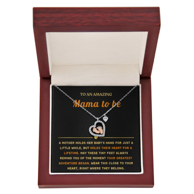 To A New Mom 14k Rose Gold Baby Feet Heart Necklace Finish A Lifetime