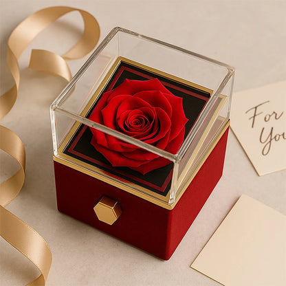 To My Beautiful Wife Love Knot Necklace with Rotating Rose Gift Box Display