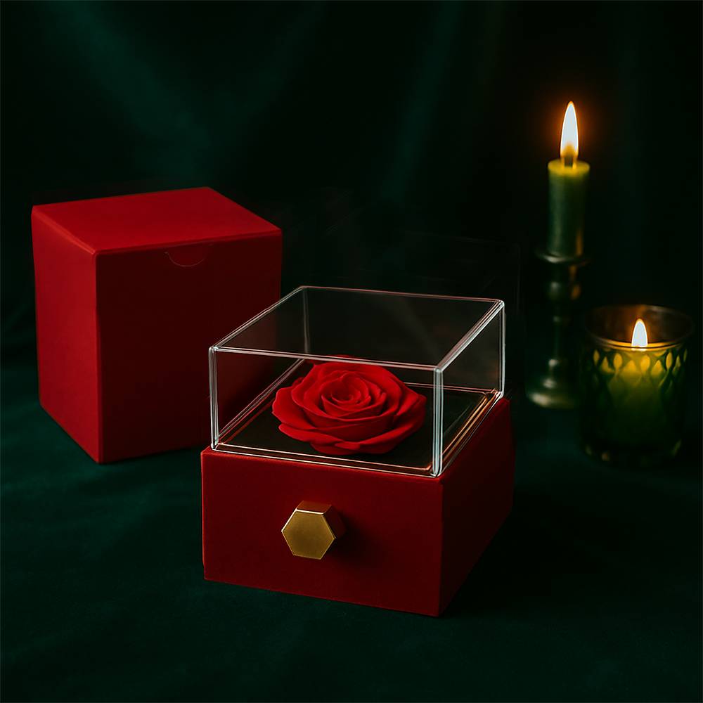 To My Beautiful Wife Love Knot Necklace with Rotating Rose Gift Box Display Candle