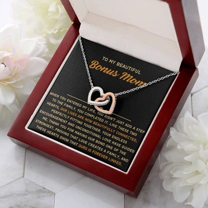 To My Bonus Mom 14K White Gold Interlocking Hearts Necklace From Children Forever Linked Message Card Jewelry Luxury Box