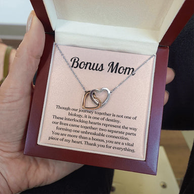 To My Bonus Mom 14K White Gold Interlocking Hearts Necklace From Children Thank You Message Card Jewelry Luxury Box