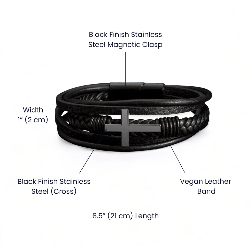 To My Brother Cross Leather Bracelet From Sister Together Forever Product Specifications