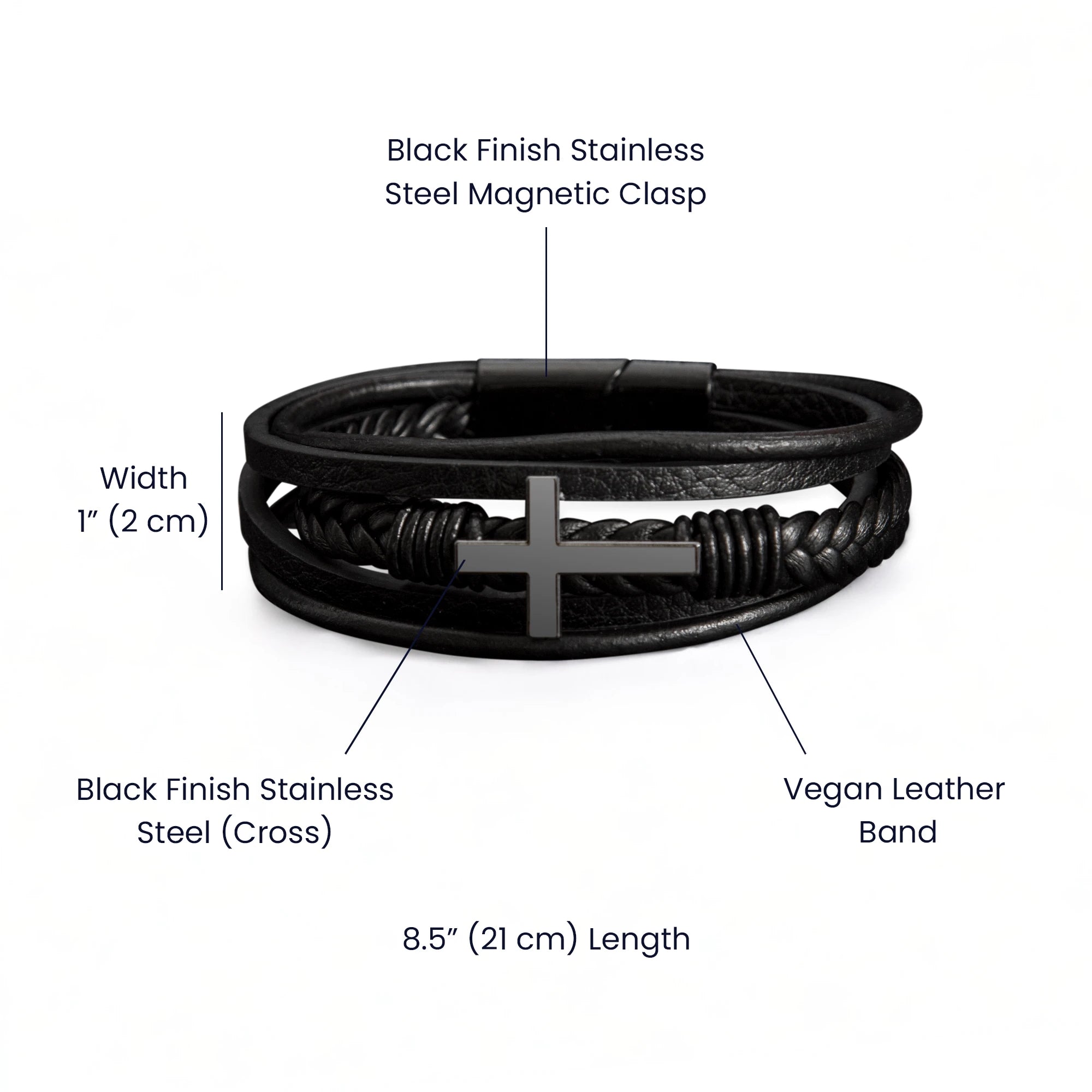 To My Brother Cross Leather Bracelet From Sister Together Forever Product Specifications