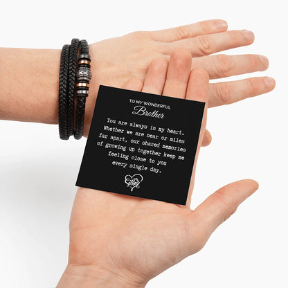 To My Brother Love You Forever Leather Bracelet From Sister In My Heart Message Card Jewelry